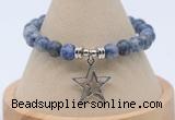 CGB7815 8mm blue spot stone bead with luckly charm bracelets