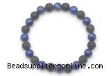 CGB8047 8mm lapis lazuli & matte black agate beaded stretchy bracelets