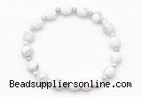 CGB8205 8mm matte white howlite & white lava beaded stretchy bracelets
