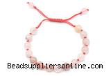 CGB8743 8mm,10mm round pink quartz adjustable macrame bracelets
