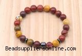 CGB8875 8mm, 10mm mookaite, drum & rondelle hematite beaded bracelets