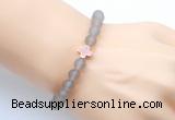 CGB9427 8mm, 10mm matte grey agate & cross hematite power beads bracelets