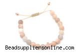CGB9531 8mm, 10mm matte sunstone & cross hematite adjustable bracelets