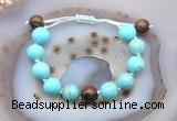 CGB9627 12mm round blue howlite & bronzite adjustable bracelets