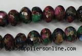 CGO25 15.5 inches 8*12mm faceted rondelle gold multi-color stone beads