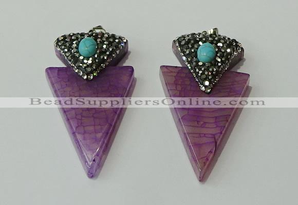 CGP102 30*55mm arrowhead agate gemstone pendants wholesale