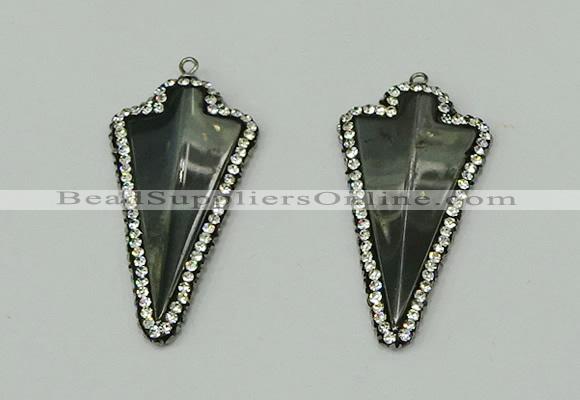 CGP163 22*45mm arrowhead hematite gemstone pendants wholesale