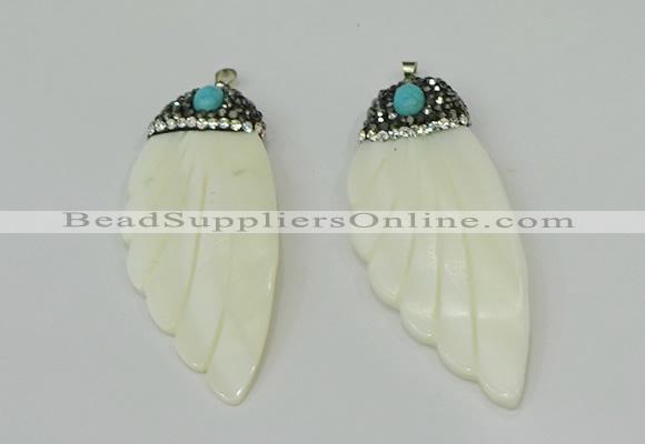 CGP293 28*70mm wing-shaped pearl shell pendants wholesale