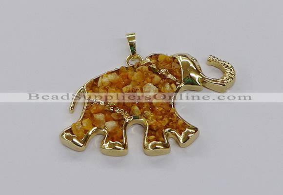 CGP3241 35*60mm elephant druzy agate pendants wholesale