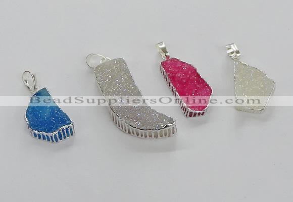 CGP3455 15*25mm - 18*38mm freeform druzy agate pendants