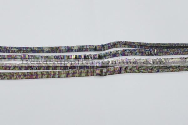 CHE637 15.5 inches 1*4*4mm square matte plated hematite beads