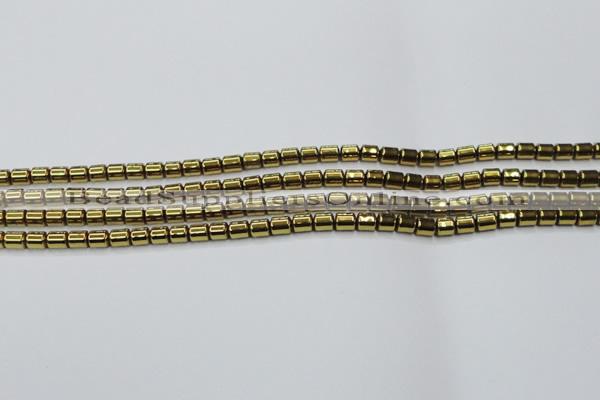 CHE787 15.5 inches 4*4.5mm drum plated hematite beads wholesale