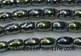 CHE814 15.5 inches 5*8mm rice plated hematite beads wholesale