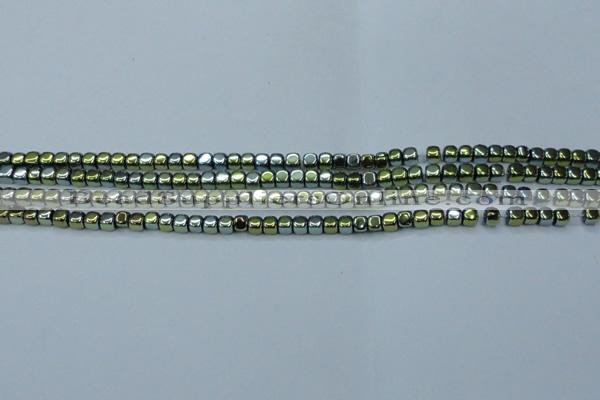 CHE863 15.5 inches 3*3mm dice platedhematite beads wholesale