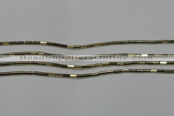 CHE907 15.5 inches 2*4mm faceted tube plated hematite beads wholesale