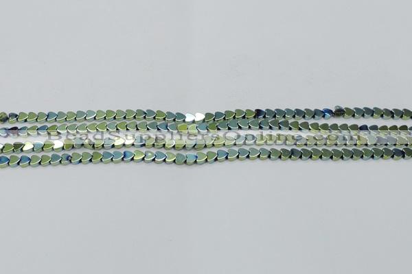 CHE994 15.5 inches 4*4mm heart plated hematite beads wholesale