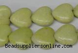 CHG52 15.5 inches 14*14mm heart lemon jade gemstone beads wholesale