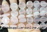 CIBS46 15 inches 15mm faceted coin rose quartz beads wholesale