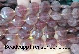 CIBS49 15 inches 15mm faceted coin red strawberry quartz beads wholesale