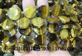 CIBS51 15 inches 15mm faceted coin yellow tiger eye beads wholesale