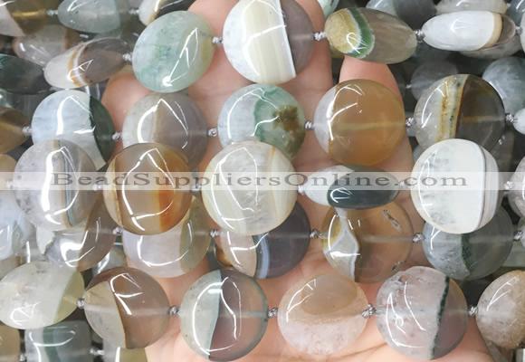 CIBS63 15 inches 20mm coin Agate gemstone beads wholesale