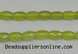 CKA225 15.5 inches 6*8mm faceted rice Korean jade gemstone beads