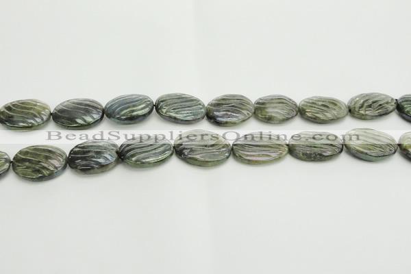 CLB668 15.5 inches 18*25mm carved oval AB-color labradorite beads