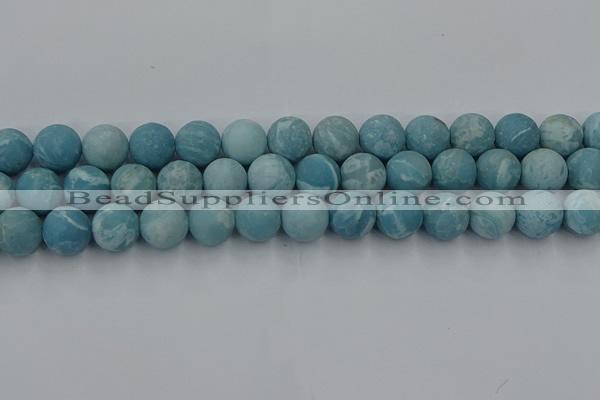 CLR614 15.5 inches 12mm round matte imitation larimar beads