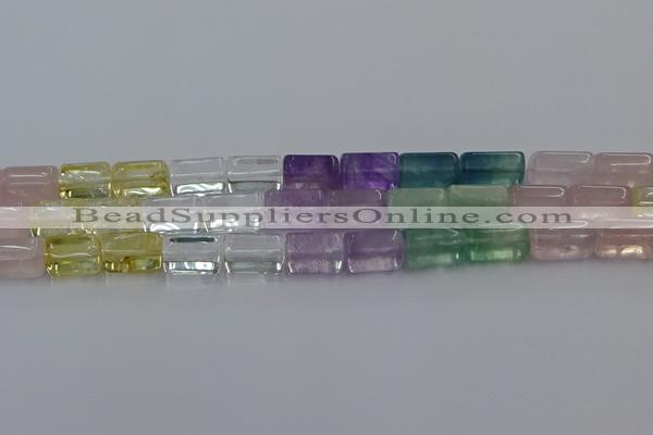CMQ40 15.5 inches 10*15mm trihedron mixed quartz beads wholesale