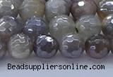 CMS1312 15.5 inches 8mm faceted round AB-color grey moonstone beads