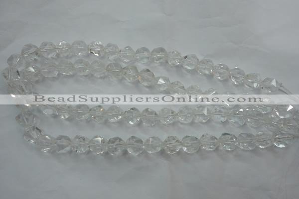 CNC101 15 inches 8mm faceted nuggets white crystal beads