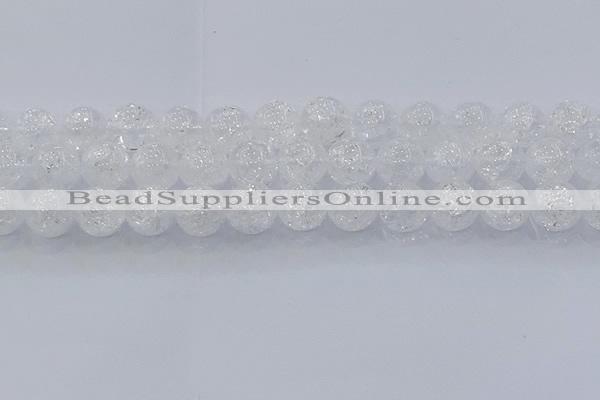 CNC555 15.5 inches 14mm round natural crackle white crystal beads