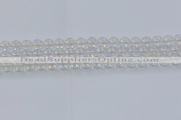 CNC572 15.5 inches 10mm round plated natural white crystal beads