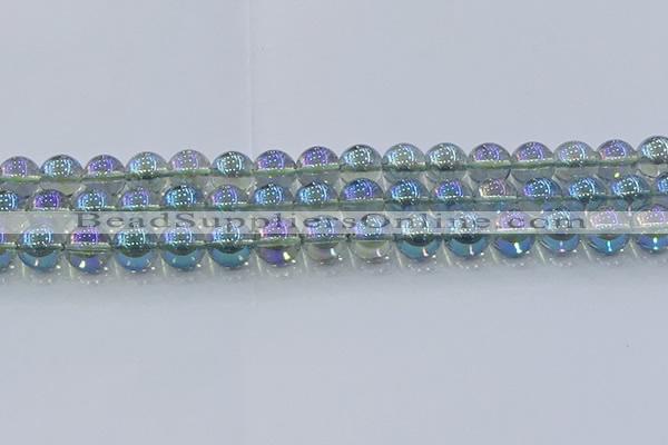 CNC585 15.5 inches 12mm round plated natural white crystal beads