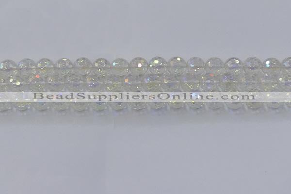 CNC603 15.5 inches 10mm faceted round plated natural white crystal beads