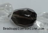 CNG239 18*25mm - 25*30mm faceted nuggets smoky quartz & crystal beads