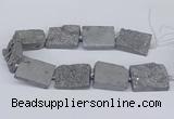 CNG3474 15.5 inches 30*40mm freeform plated druzy agate beads