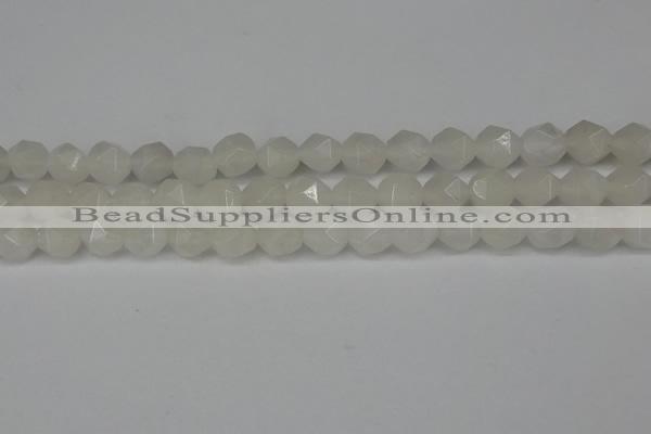 CNG6113 15.5 inches 8mm faceted nuggets white jade beads