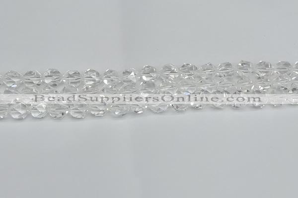 CNG7211 15.5 inches 8mm faceted nuggets white crystal beads
