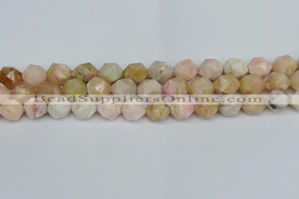 CNG7303 15.5 inches 12mm faceted nuggets pink opal gemstone beads