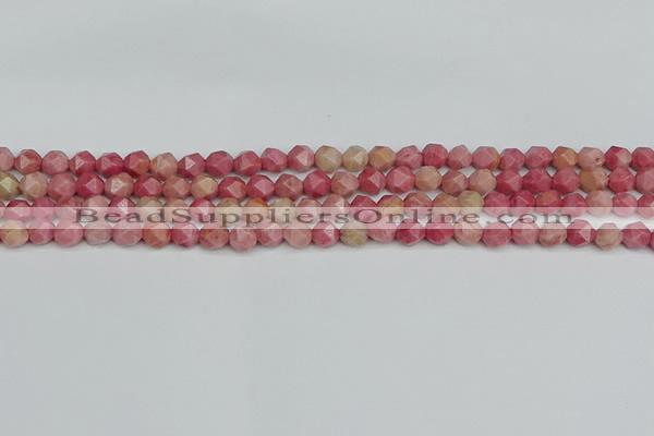 CNG7420 15.5 inches 6mm faceted nuggets rhodochrosite beads