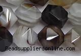 CNG7503 15.5 inches 10mm faceted nuggets line agate beads