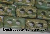CNS226 15.5 inches 15*25mm carved rectangle natural serpentine jasper beads