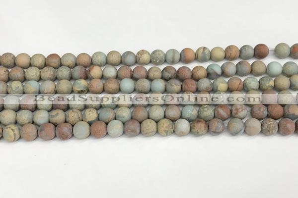 CNS346 15.5 inches 8mm round matte serpentine jasper beads