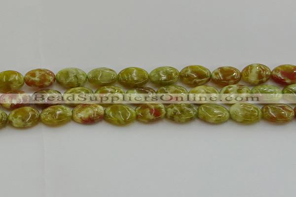CNS633 15.5 inches 13*18mm oval green dragon serpentine jasper beads