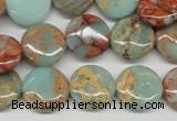 CNS80 15.5 inches 14mm flat round natural serpentine jasper beads