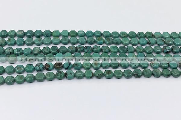CNT548 15.5 inches 6mm hexagon turquoise gemstone beads