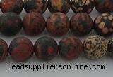 COB672 15.5 inches 8mm round matte red snowflake obsidian beads