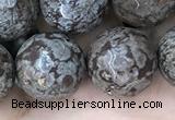 COB695 15.5 inches 14mm faceted round Chinese snowflake obsidian beads
