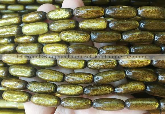 COBS10 15 inches 7*18mm rice golden coral beads wholesale